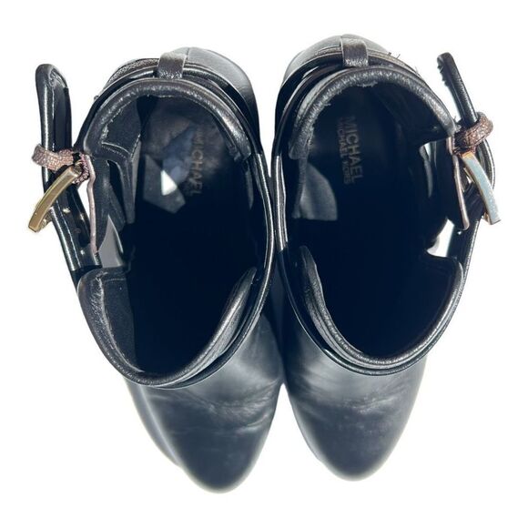 Michael Michael Kors Britton Bootie Black Brown Ankle Women’s 8 Moto Leather - Picture 7 of 8